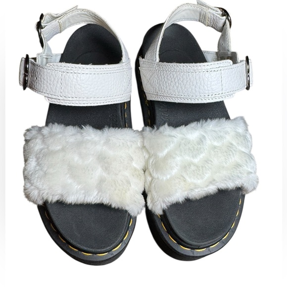 Dr. Martens White and Black Voss Quad Platform Sandals - Picture 3 of 5